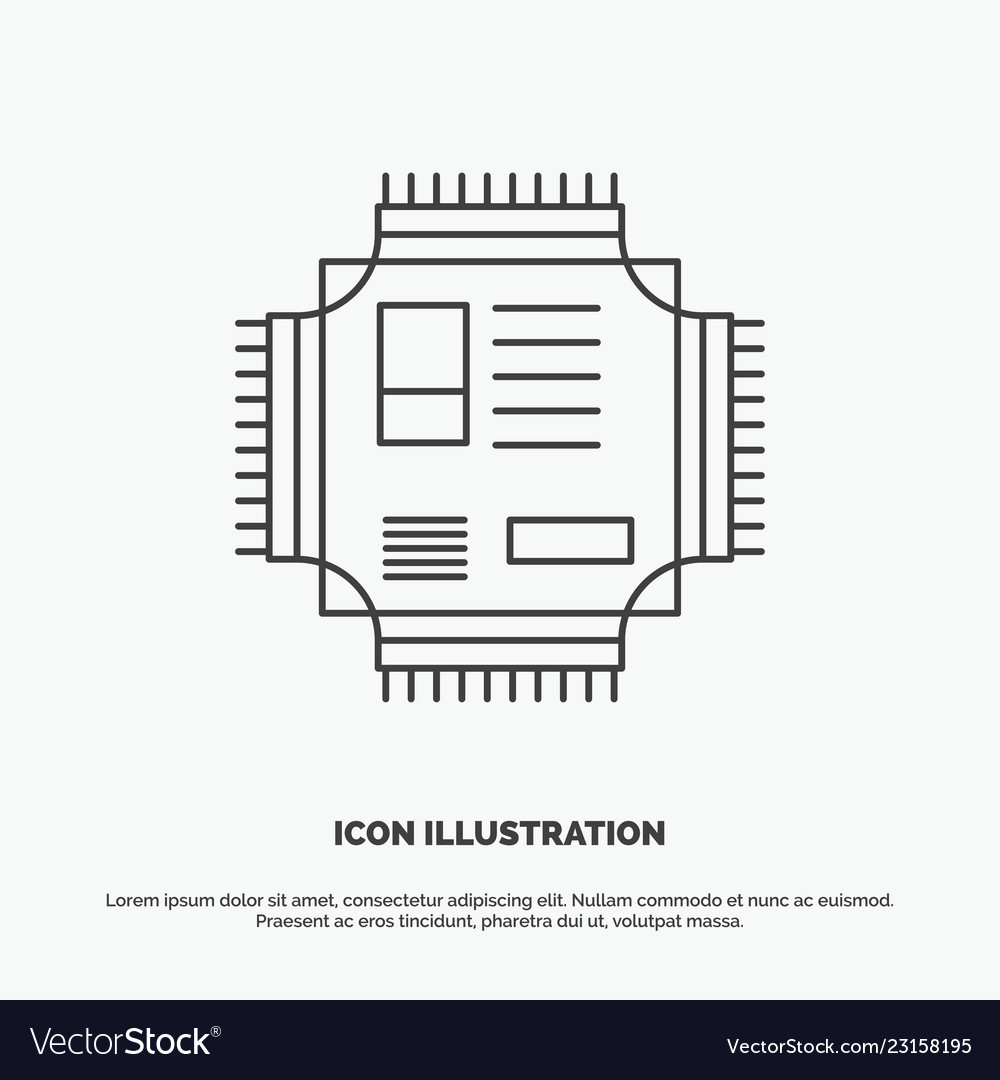 Chip cpu microchip processor technology icon line