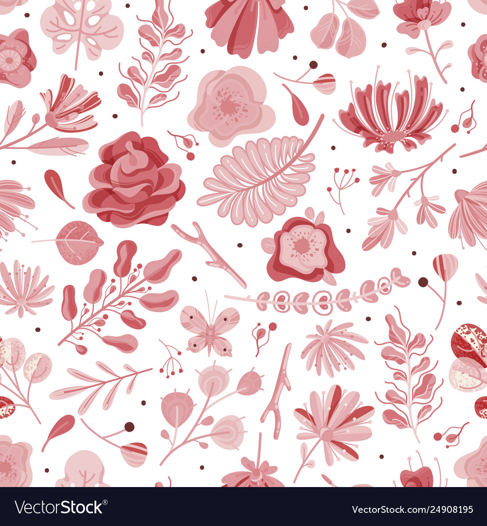 Coral seamless pattern floral spring summer vector image Coral seamless pattern floral spring summer