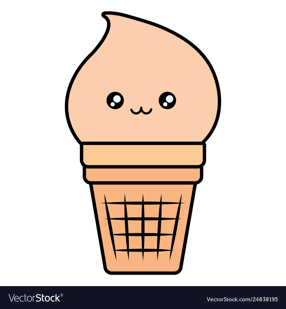 Cute ice cream kawaii character