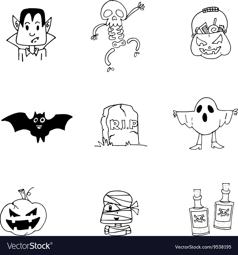 Doodle halloween Charakter flach