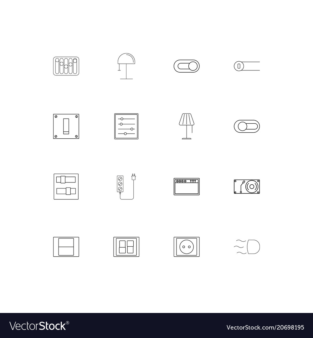 Electrical simple linear icons set outlined