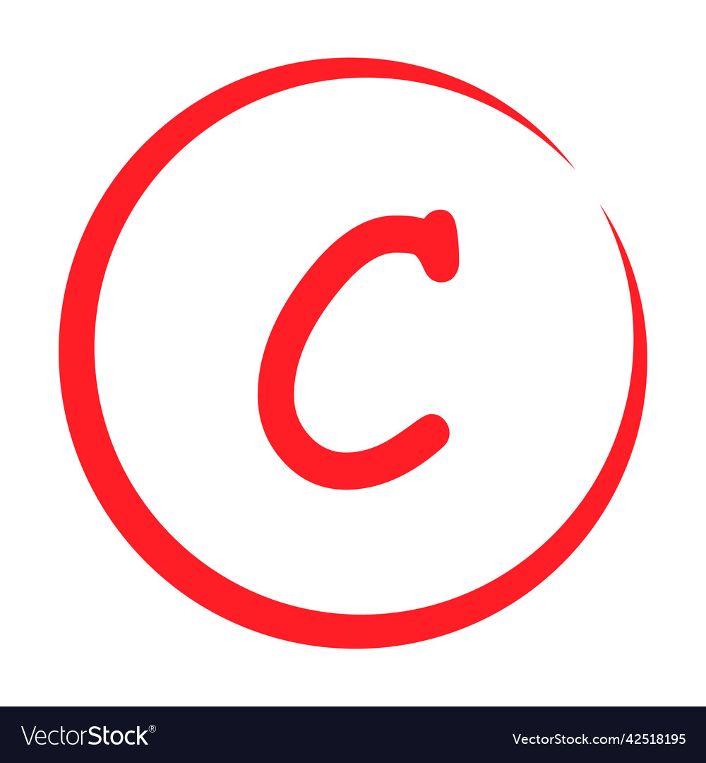 Grade result c hand drawn icon in red color test