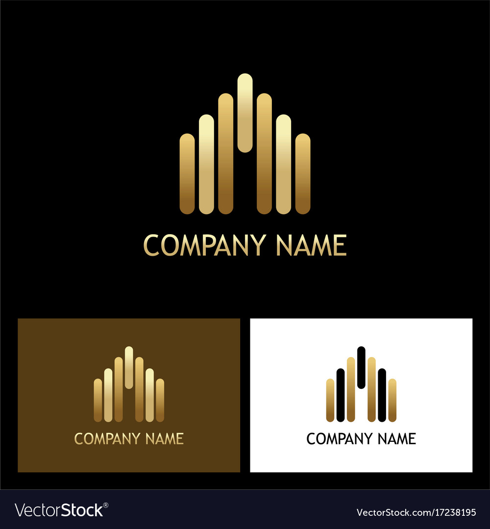 Line gold building business logo Royalty Free Vector Image