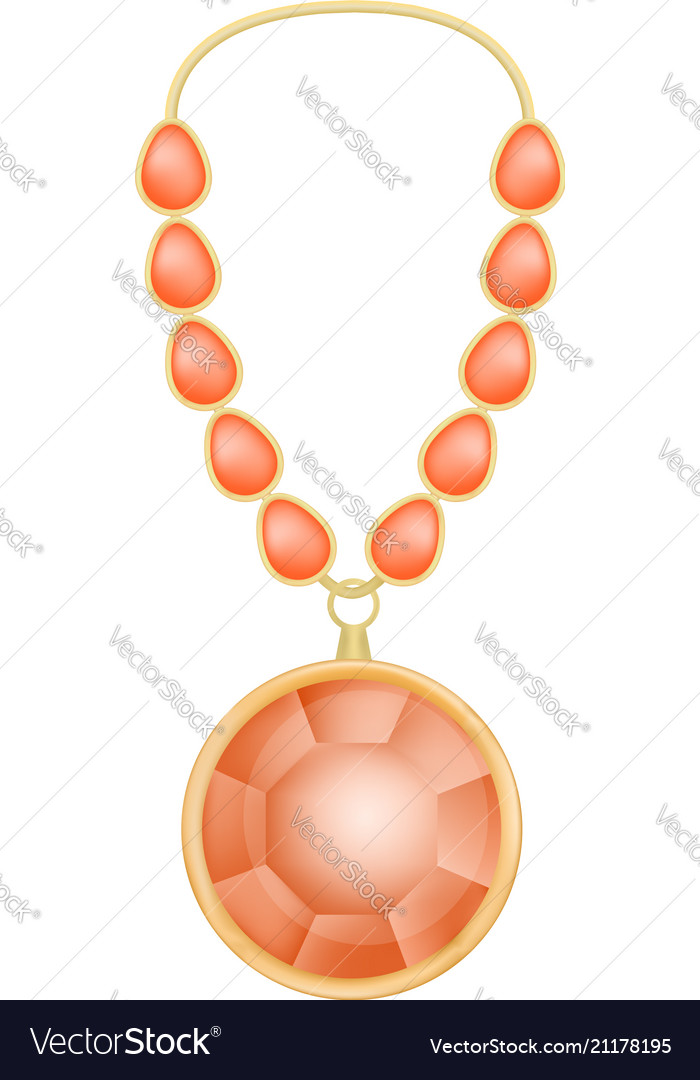 Ruby necklace mockup realistic style Royalty Free Vector