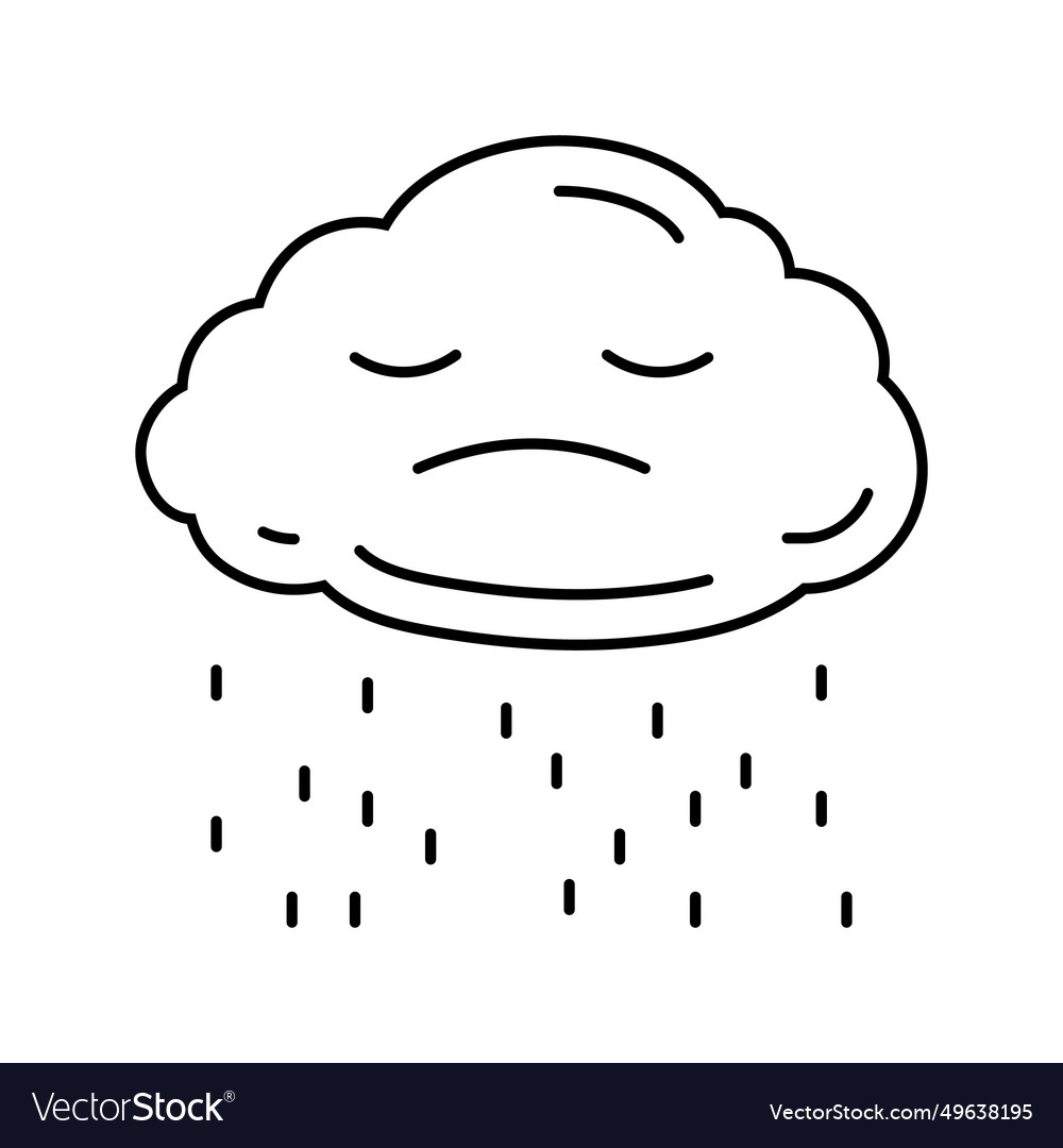 Sad stormy clouds mood line icon Royalty Free Vector Image