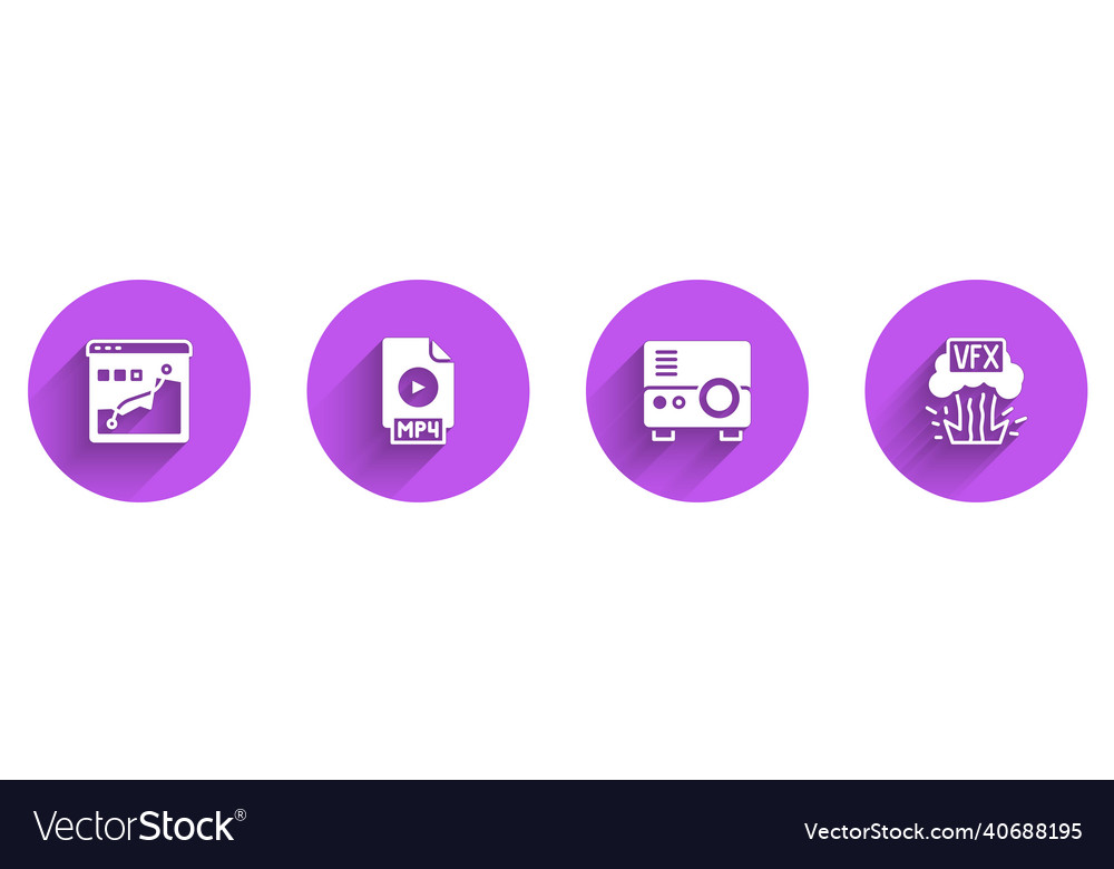 Set histogram graph photography mp4 file document vector image Set histogram graph photography mp4 file document