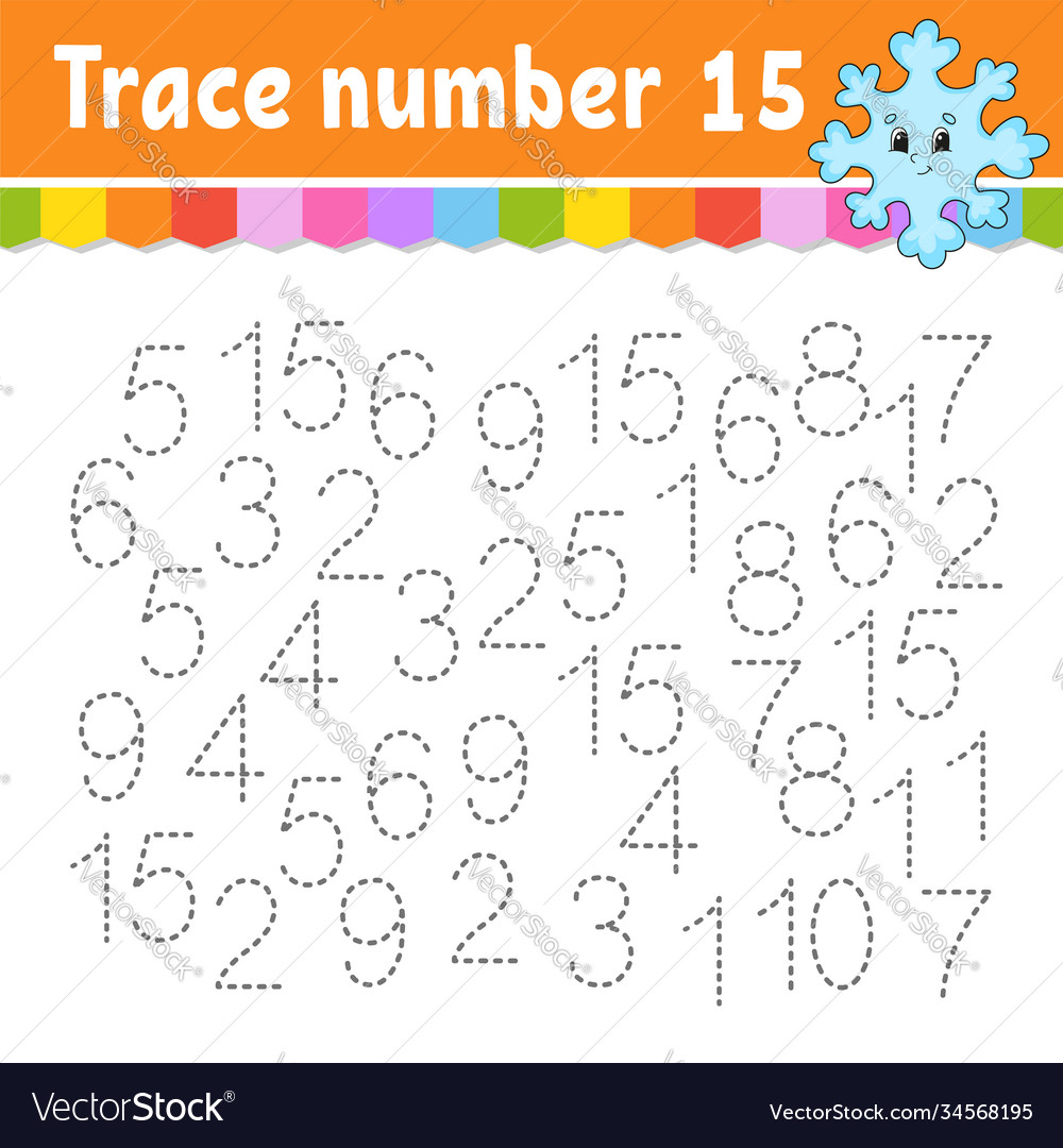 Trace number handwriting practice learning vector image Trace number handwriting practice learning