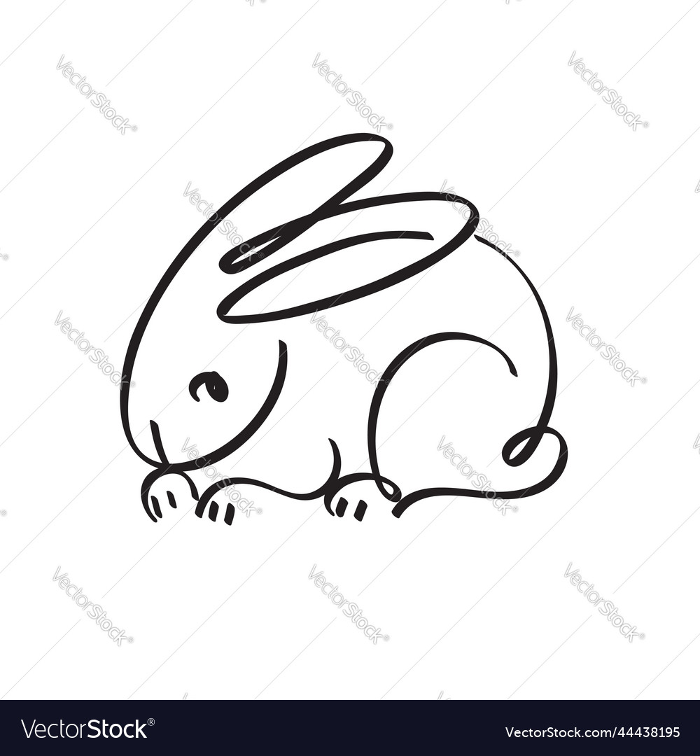 year-of-the-rabbit-zodiac-handdrawn-bunny-contour-vector-image