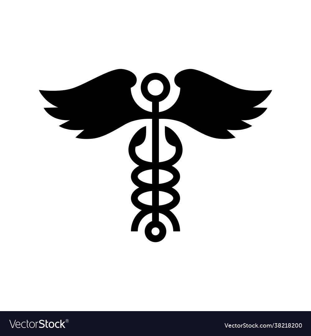 Caduceus wing snake medical logo icon vector image Caduceus wing snake medical logo icon