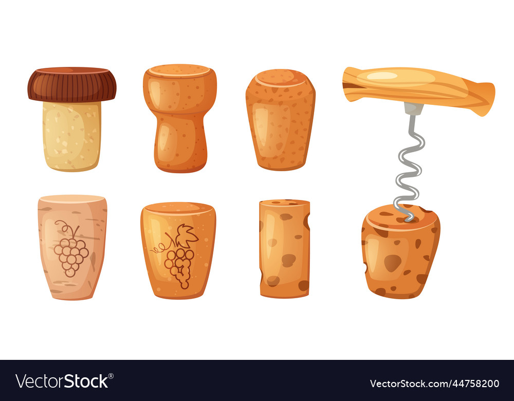 Cartoon wine corks different types bungs Vector Image