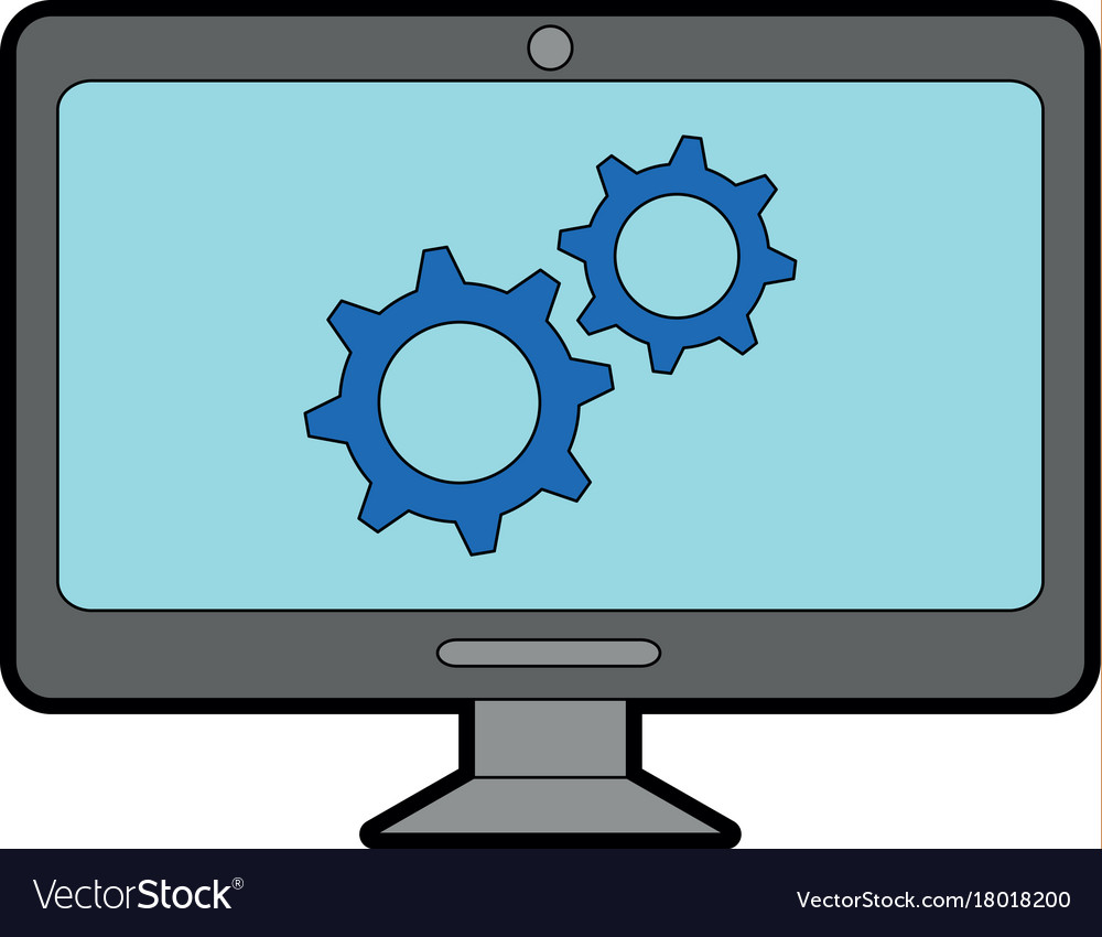 Computer display with gears machine