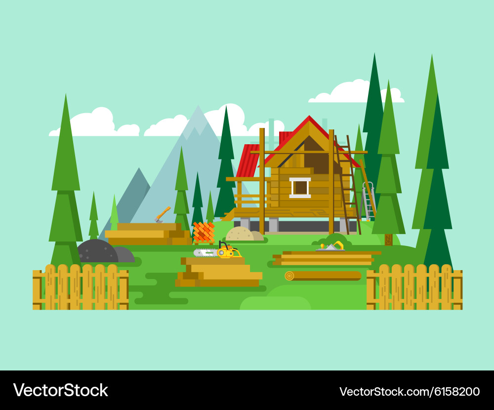 Cottage construction Royalty Free Vector Image