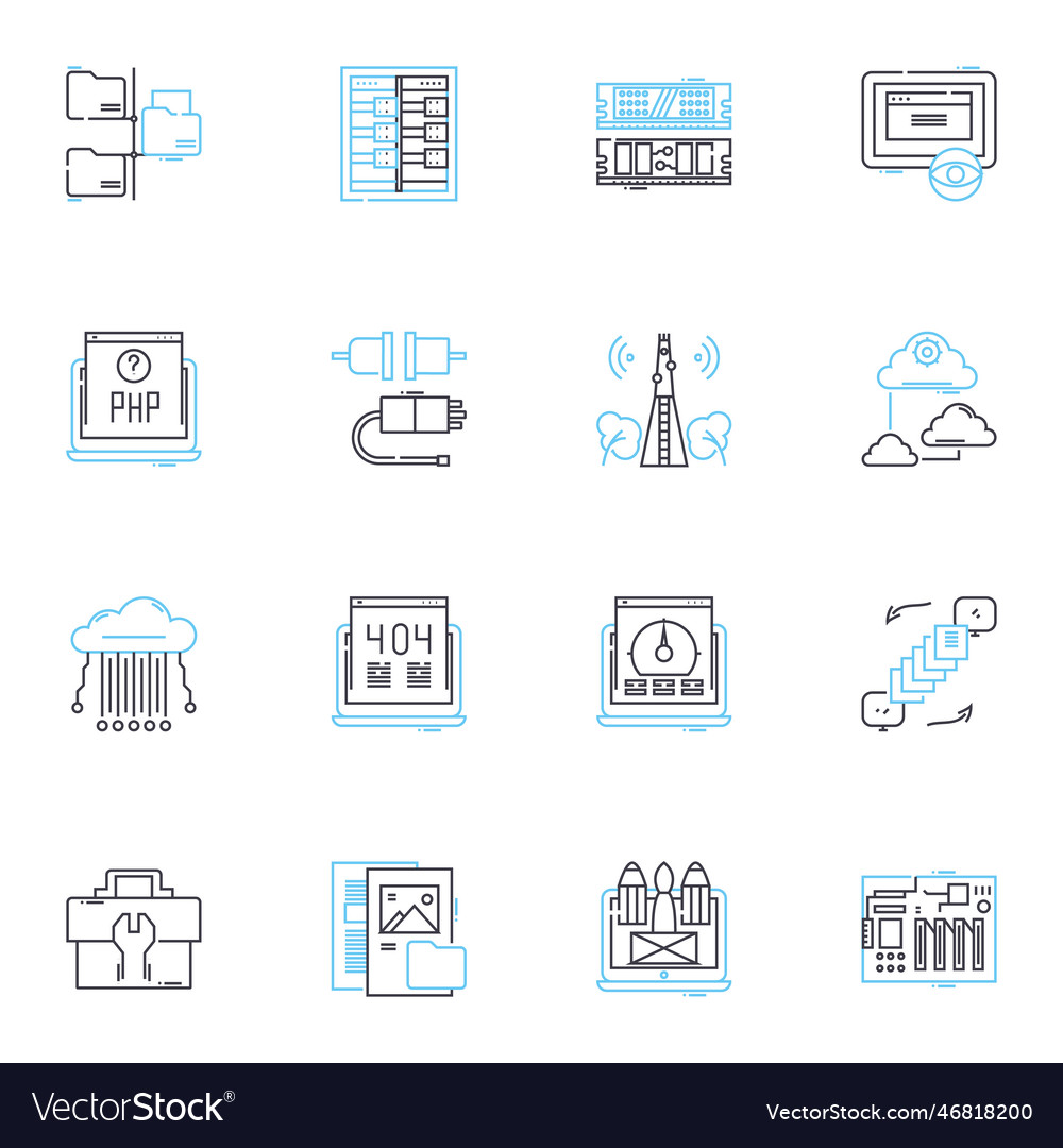 Digital intelligence linear icons set analytics vector image Digital intelligence linear icons set analytics
