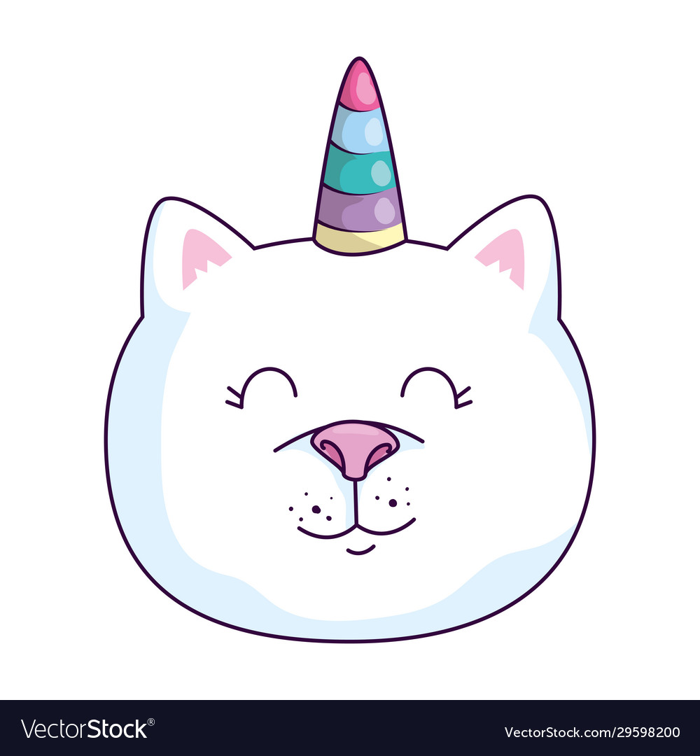 Cat unicorn icon cute funny fantasy animal Vector Image