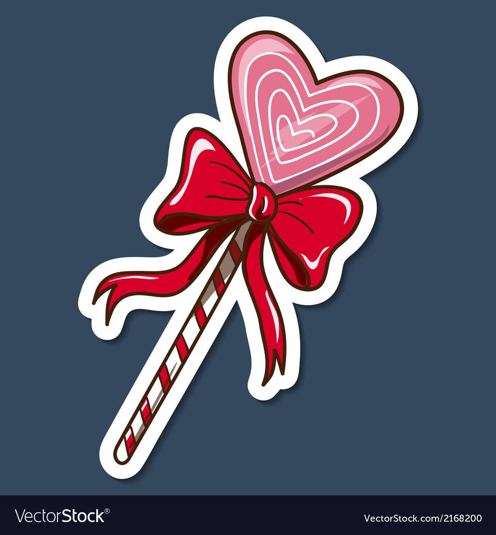 Heart shaped lollypop with bow royalty free vector image Heart shaped lollypop with bow royalty free vector image