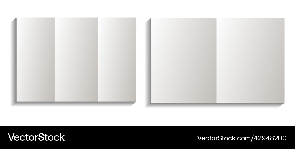 Realistic blank white folded paper set collections
