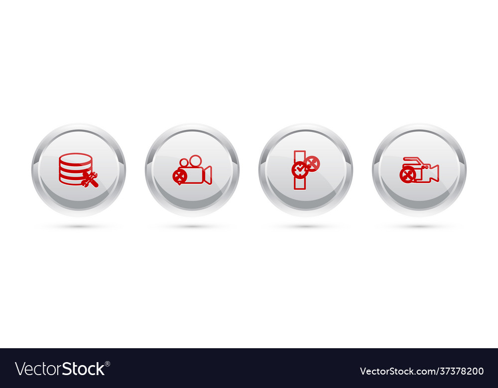 Set line database server service video camera vector image Set line database server service video camera