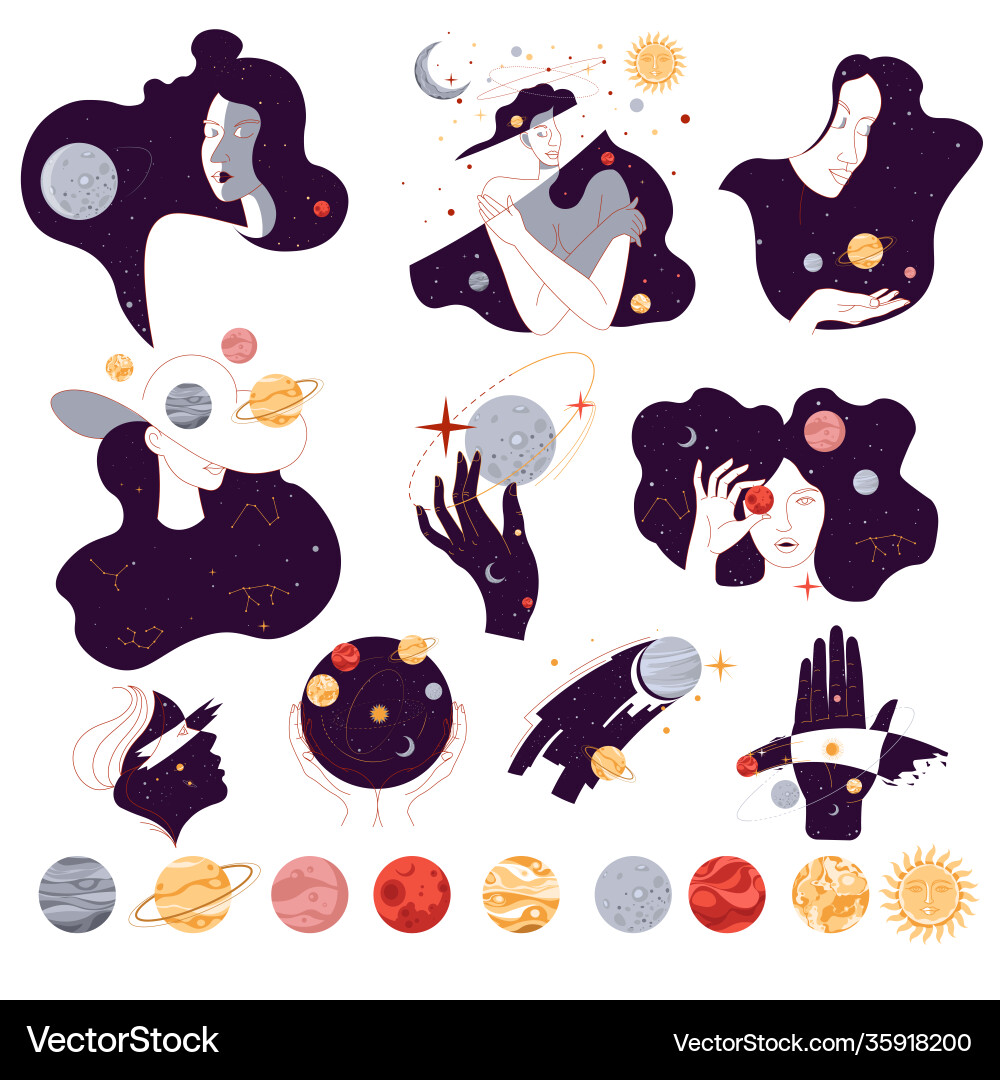 Universe and outer space solar system planets Vector Image