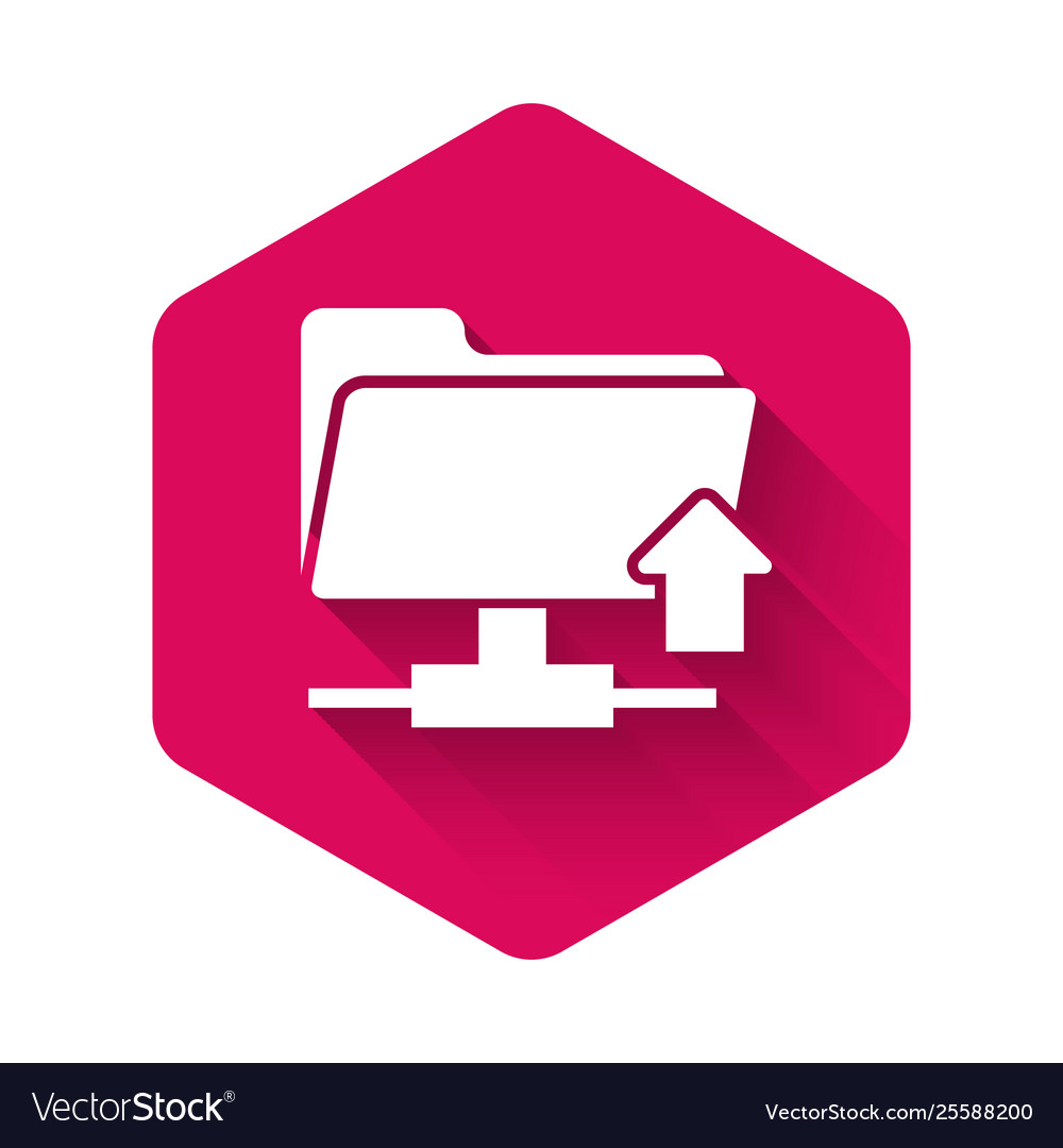 White ftp folder upload icon isolated with long Vector Image White ftp folder upload icon isolated with long