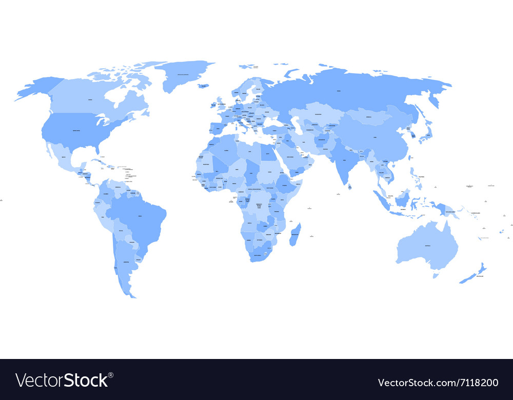 World map with names of sovereign countries and Vector Image