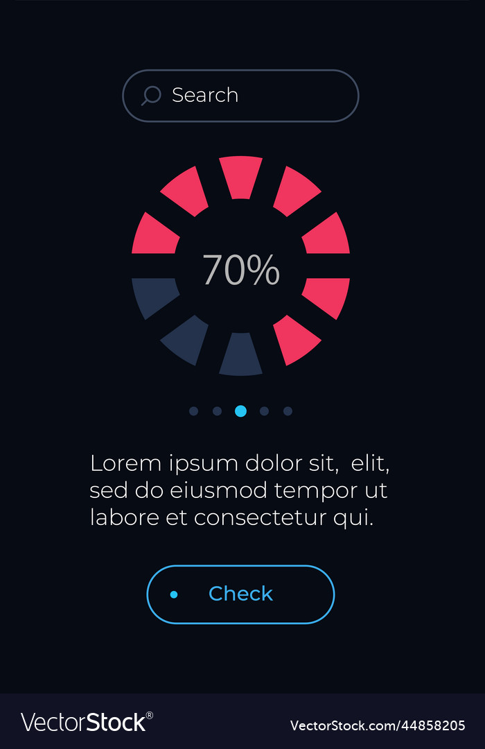 Circle chart of progress ui element template vector image Circle chart of progress ui element template
