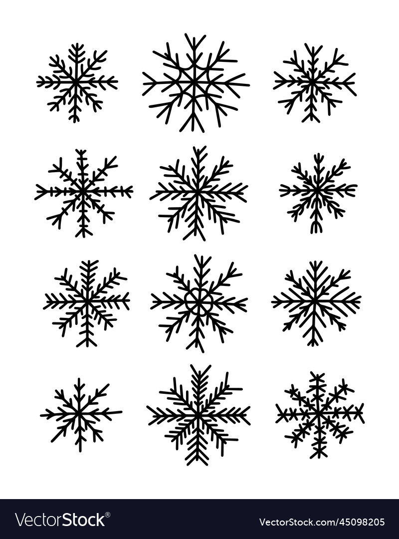 Doodle snowflakes set