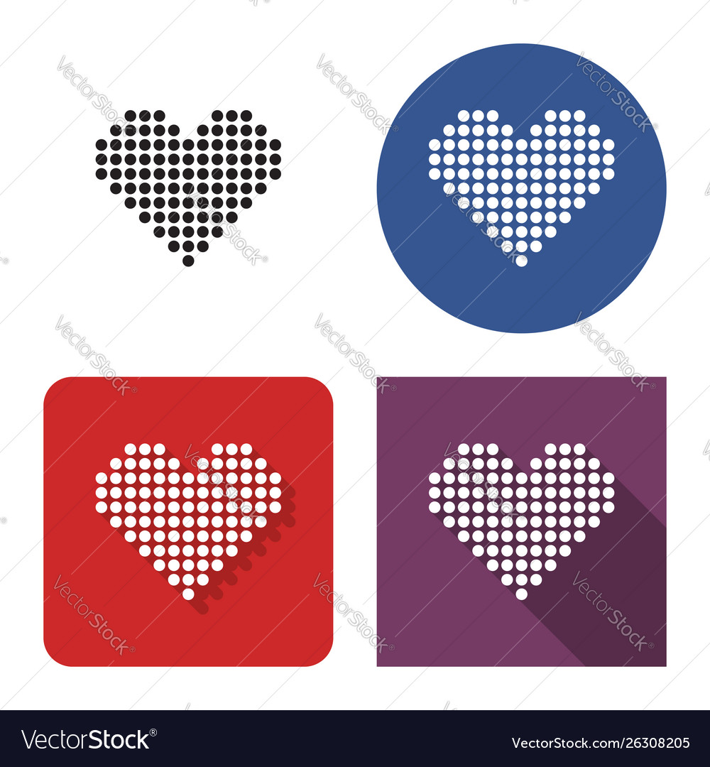 Dotted icon heart in four variants with short