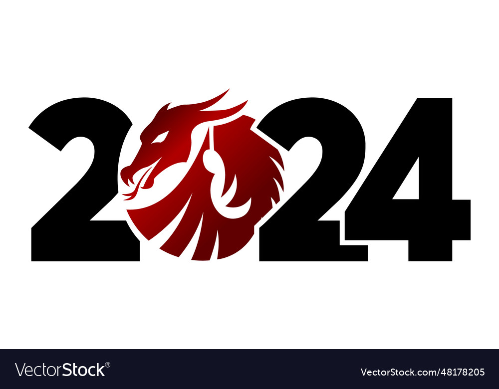 Logo 2024 with the dragon icon symbol Royalty Free Vector