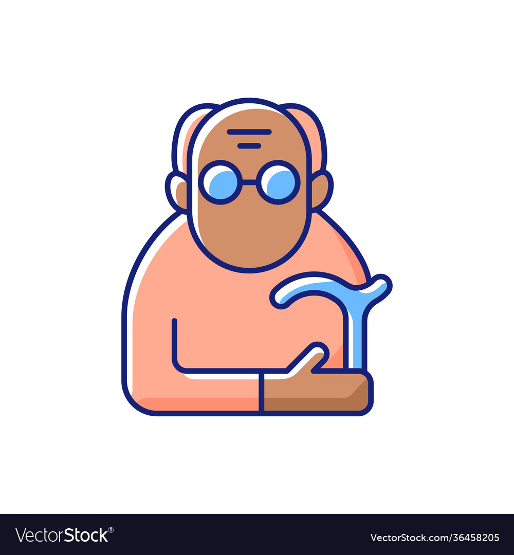 Male pensioner rgb color icon