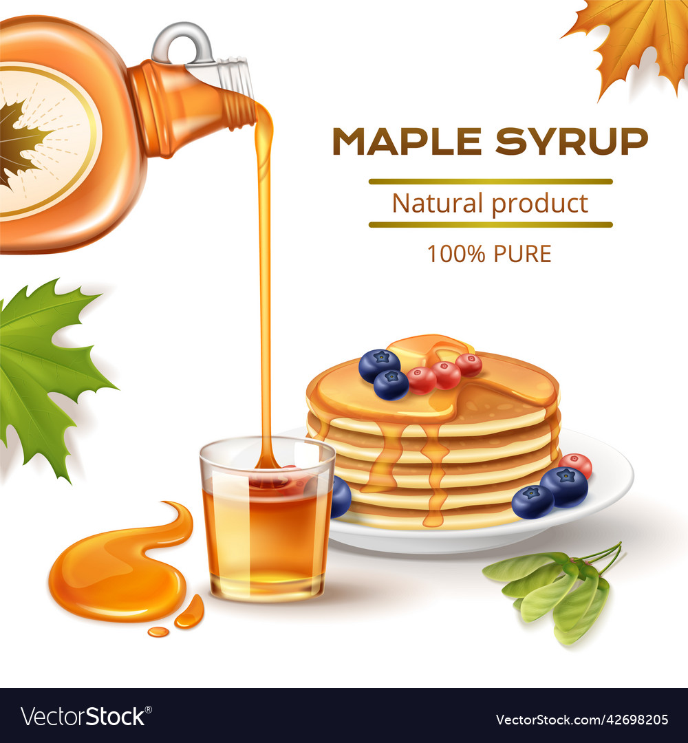 Realistic maple syrup composition Royalty Free Vector Image