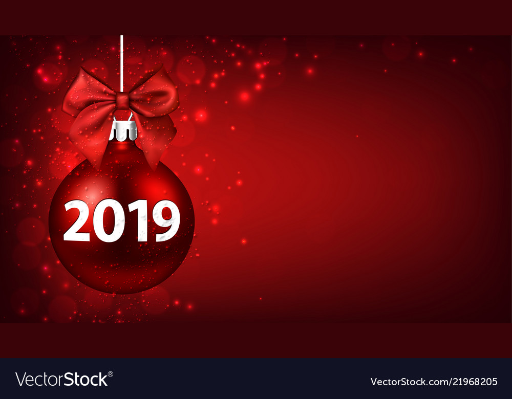 Red 2019 neues Jahr Hintergrund mit Weihnachtskugel