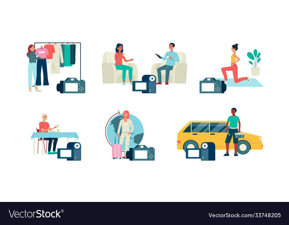 Set bloggers and vloggers making internet