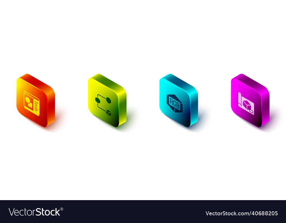 Set isometric 3d printer software cube