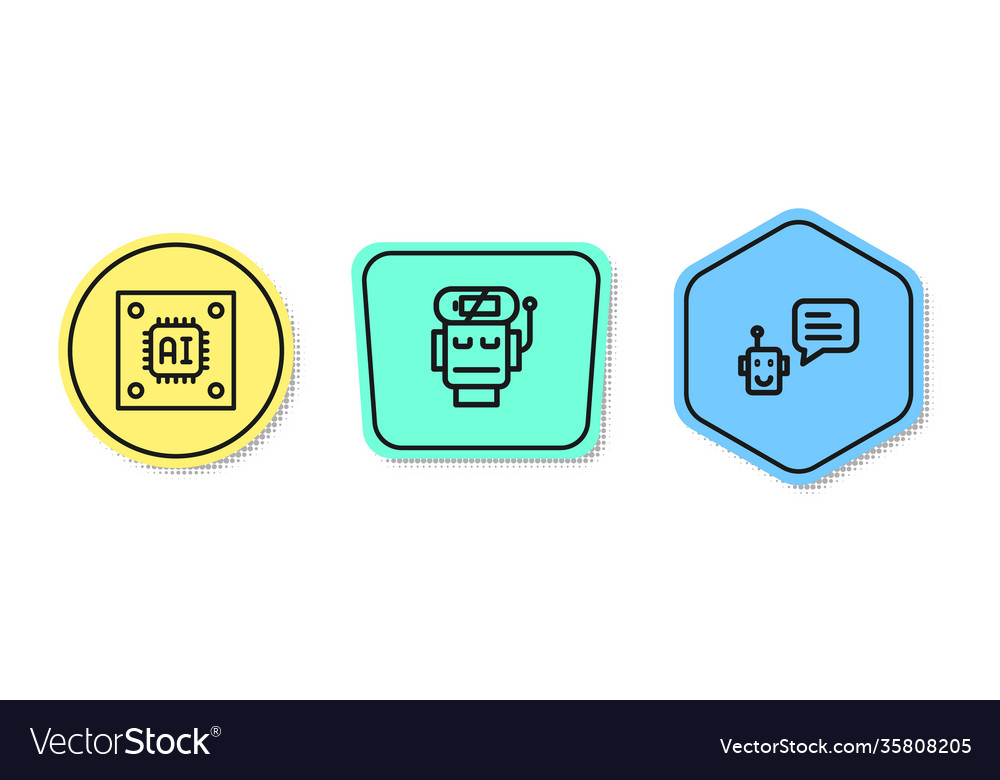 Set line processor with microcircuits cpu robot vector image Set line processor with microcircuits cpu robot