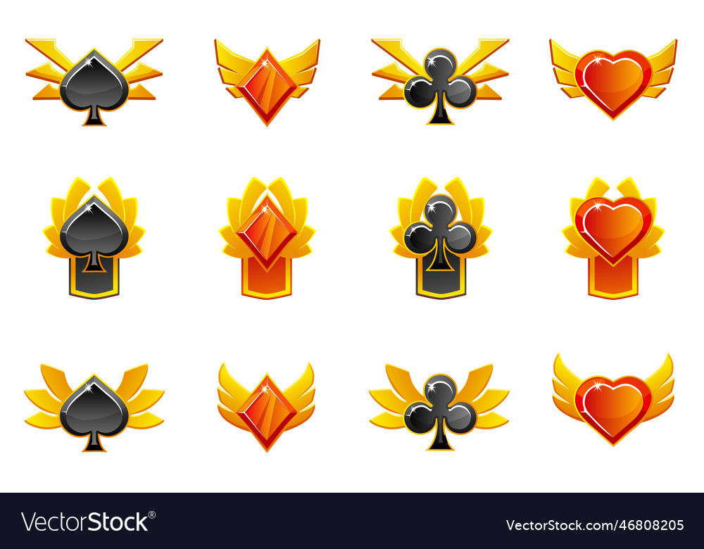 Set of award badges for casino heart spade club Vector Image
