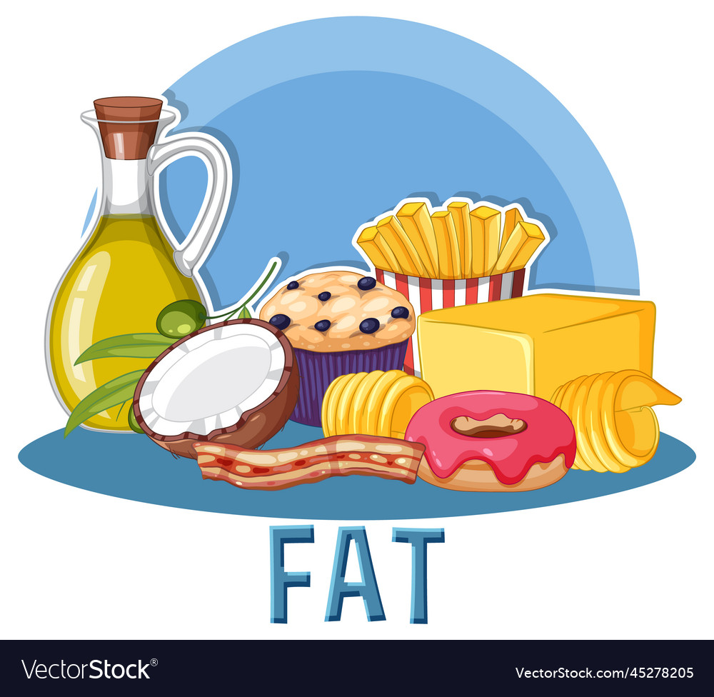 Variety Of Fat Foods Royalty Free Vector Image