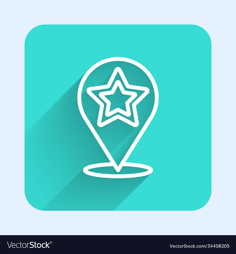 White line map pointer with star icon isolated vector image White line map pointer with star icon isolated