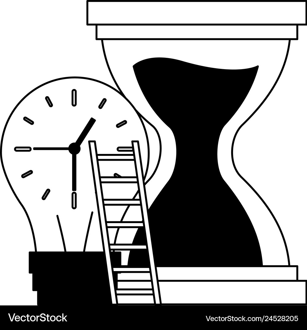 Work clock stairs Royalty Free Vector Image - VectorStock