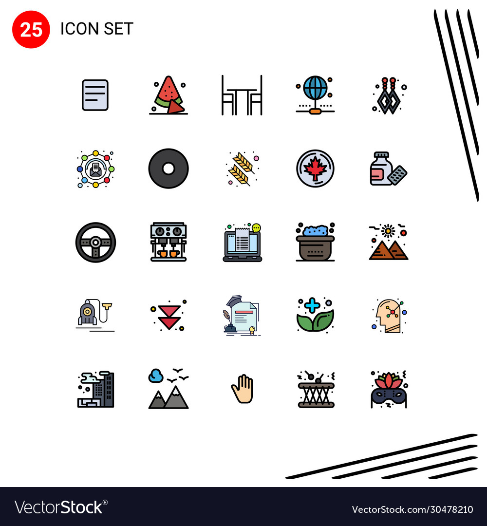 25 user interface filled line flat color pack