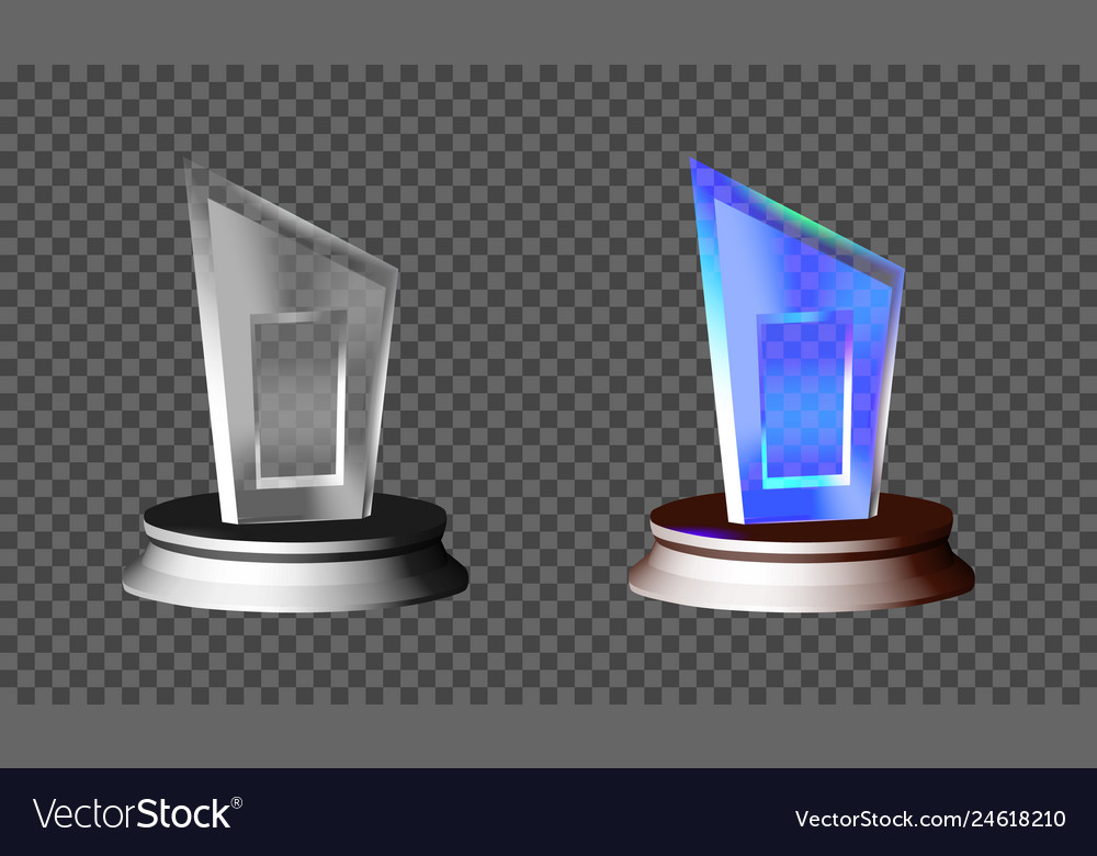Blank glass trophy award on a transparent Vector Image