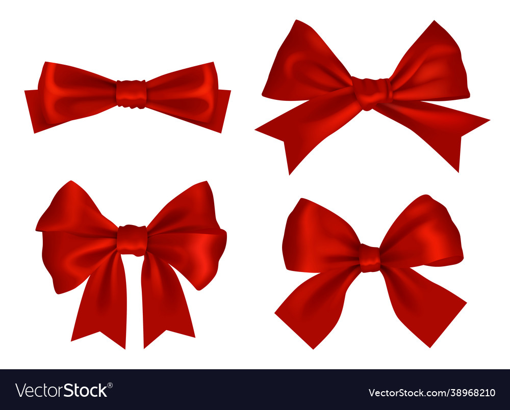 Bow realistic ribbons for gift box decoration Vector Image