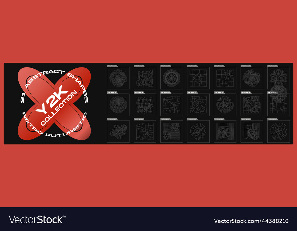 Collection of y2k elements large set retro Vector Image Collection of y2k elements large set retro