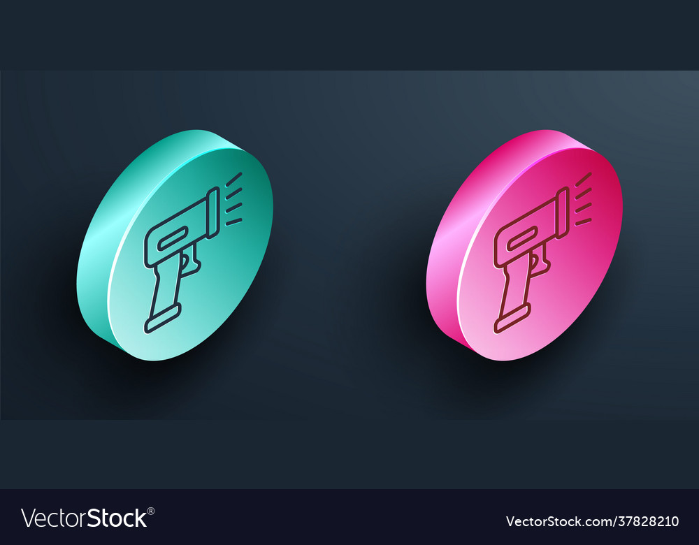 Isometric line scanner scanning bar code icon vector image Isometric line scanner scanning bar code icon