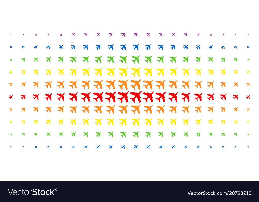 Jet plane spectral halftone array vector image Jet plane spectral halftone array