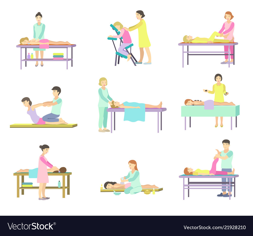 People in spa salon on procedure of Royalty Free Vector