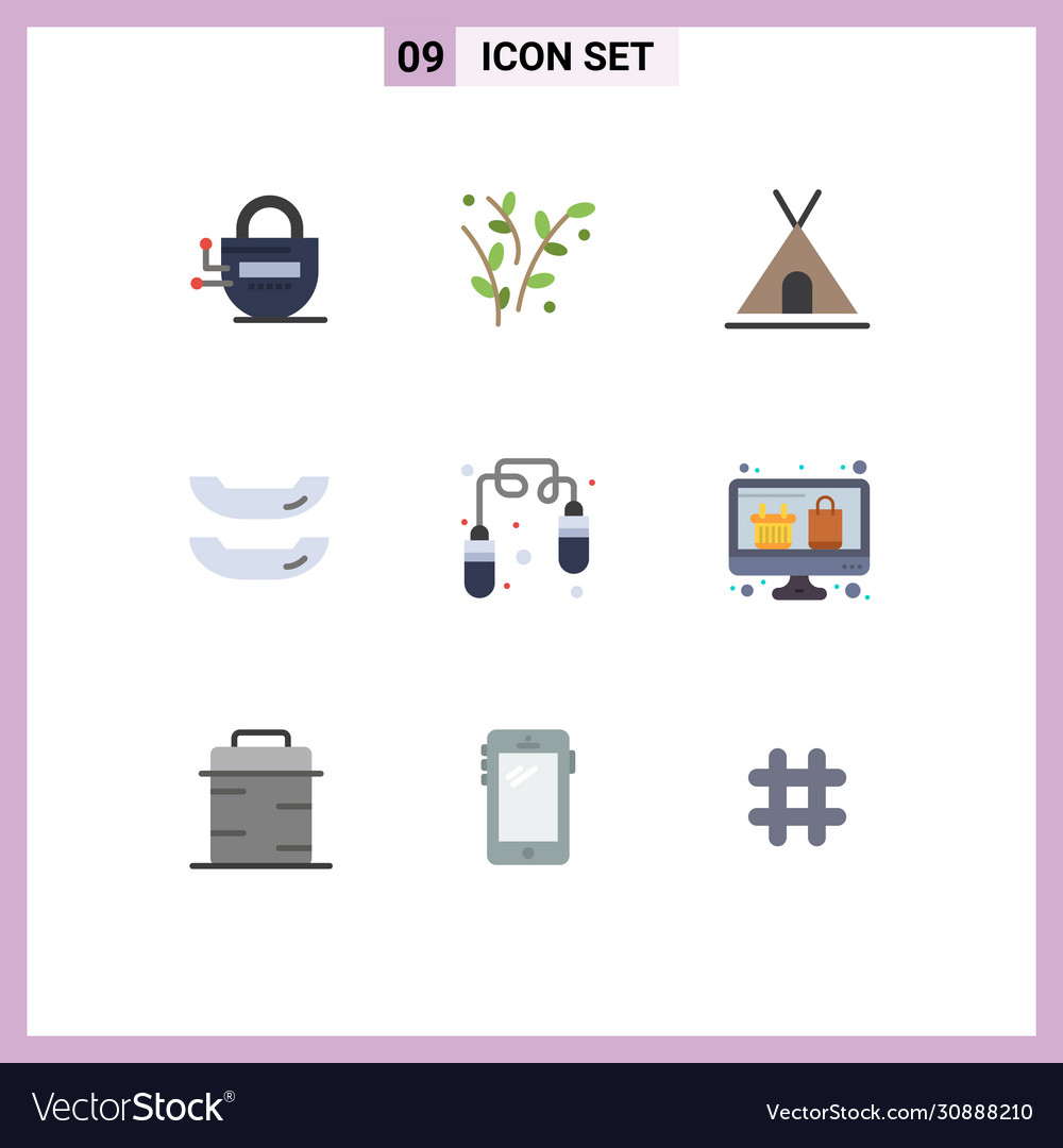Pictograph set 9 simple flat colors computer