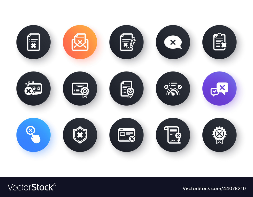 Reject icons decline cancel and dislike classic Vector Image