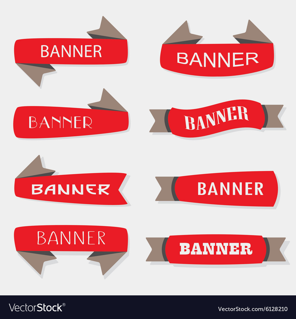 Retro style red and gray ribbon banners icons set Vector Image