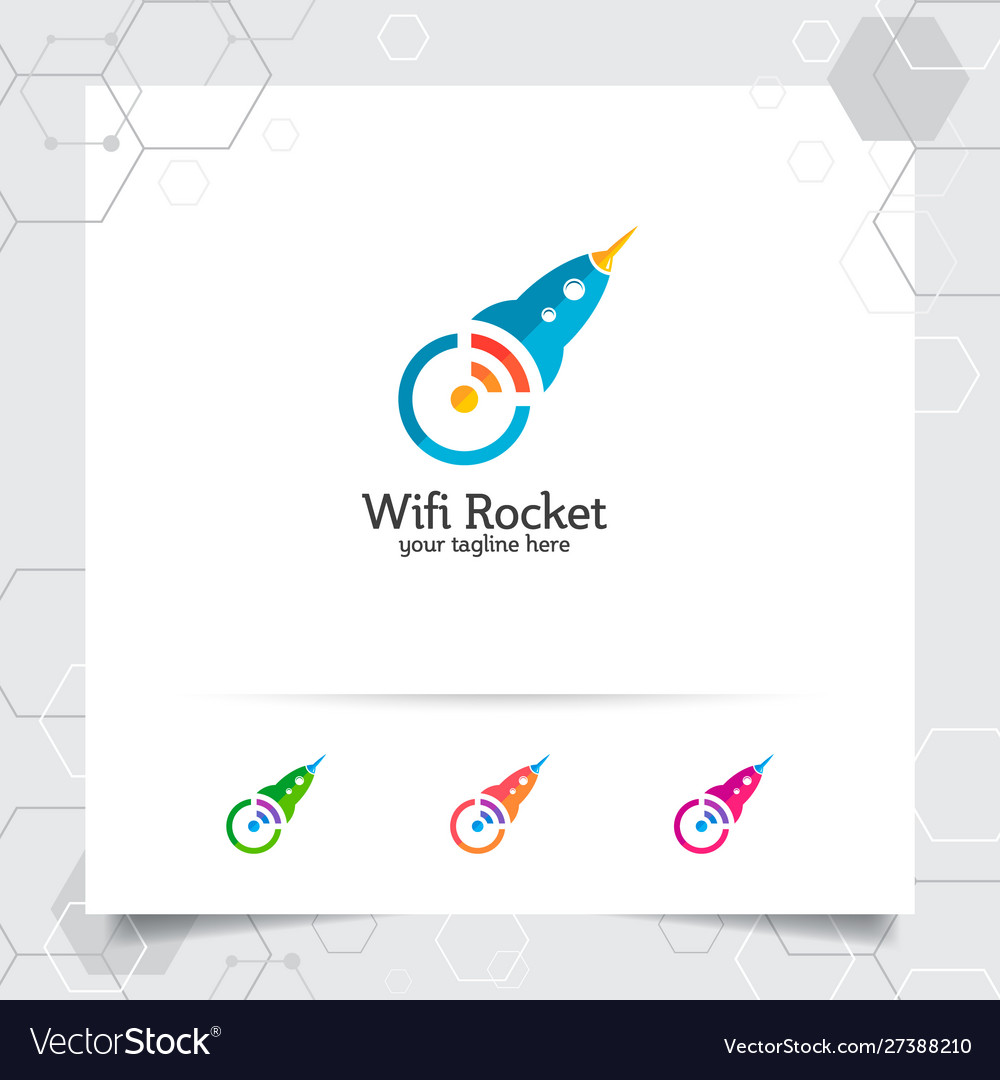 Rocket logo design with networking concept vector image Rocket logo design with networking concept