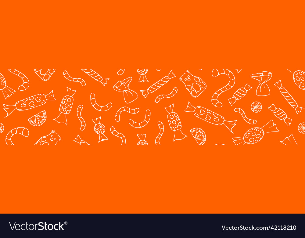 Seamless horizontal border with sweets vector image Seamless horizontal border with sweets
